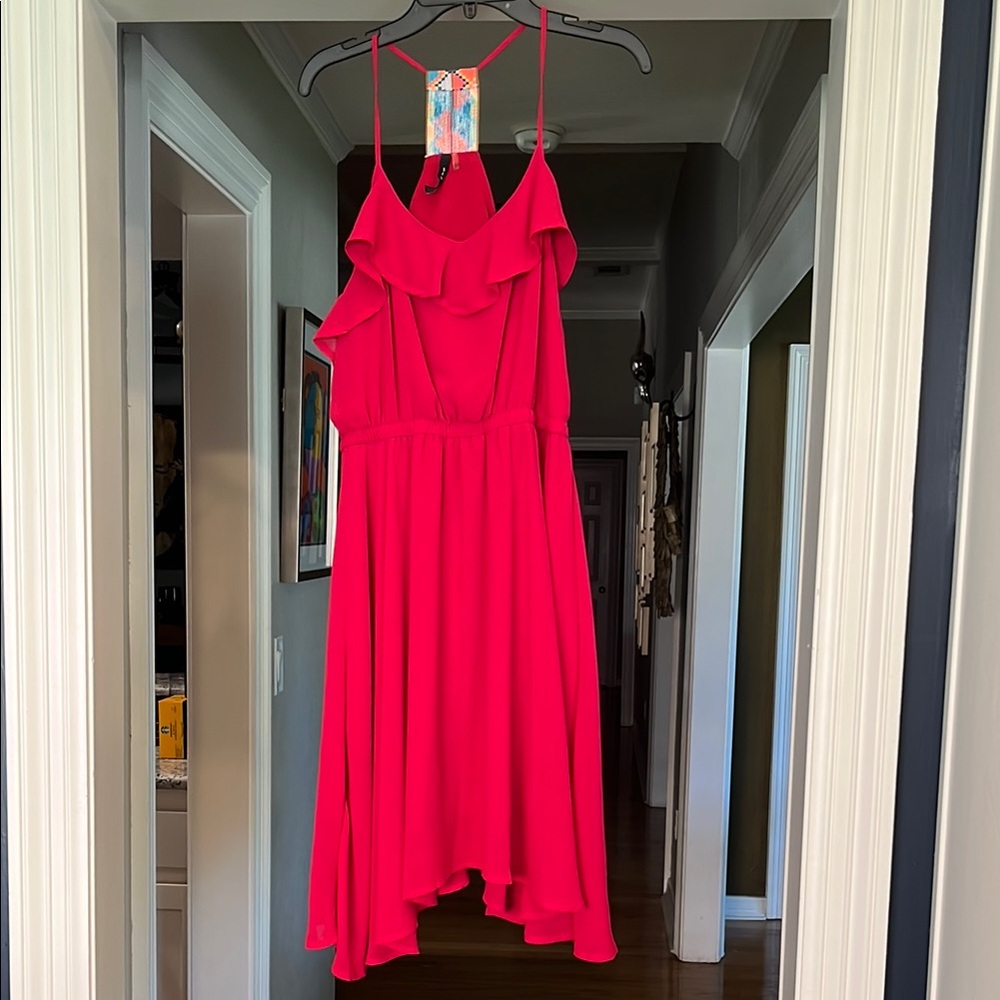 San Joy Red Ruffle Sundress Dress Size S